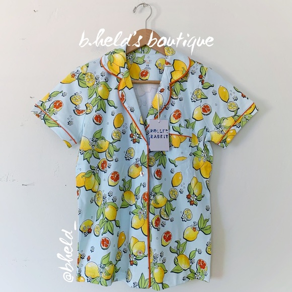 Roller Rabbit Citrus Hearts Polo Pajamas in Light Blue Size XS Brand New NWT - Picture 2 of 16